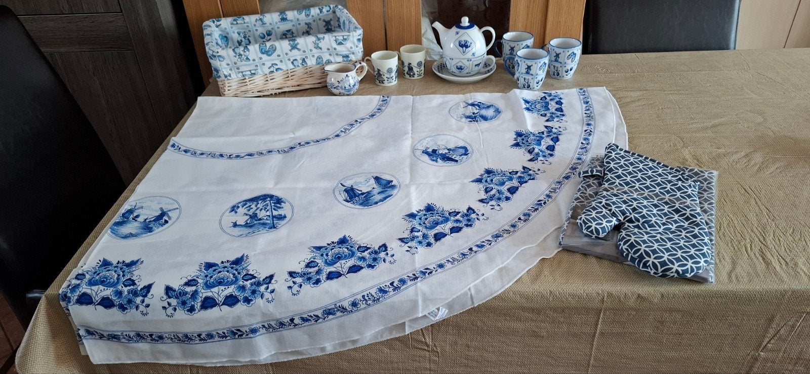Delftsblauw serviesgoed en textiel - Diverse items, Gebruikt, Overige merken, Delftsblauw, Porselein