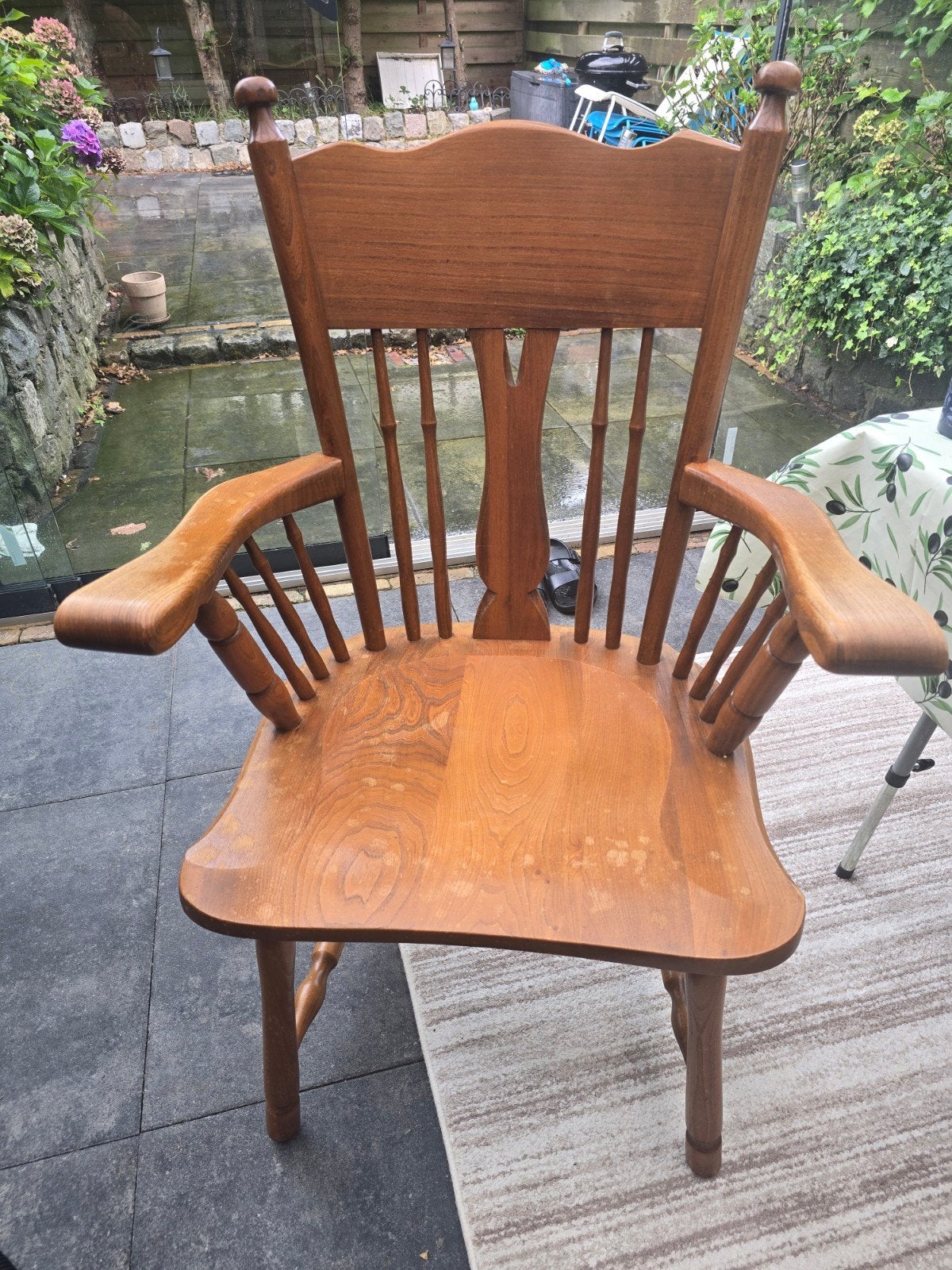 Vintage houten stoel met armleuningen, Antiek en Kunst, Ophalen