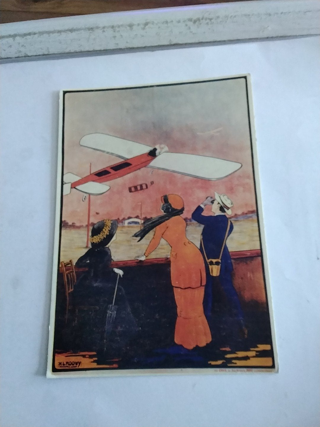 Vintage Franse Ansichtkaart: Vliegtuig en Dames (1900-1920), Ophalen of Verzenden