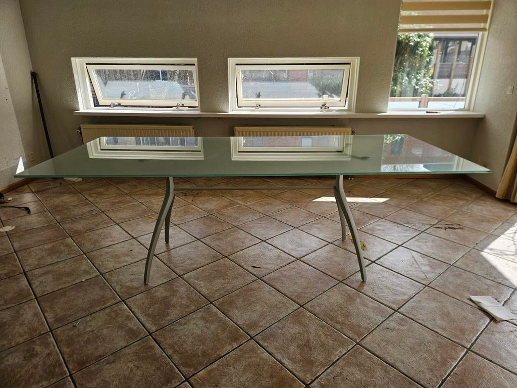 Rolf Benz Glazen Eetkamertafel - 220 x 95 cm, Ophalen, Gebruikt, Glas, 75 cm of meer