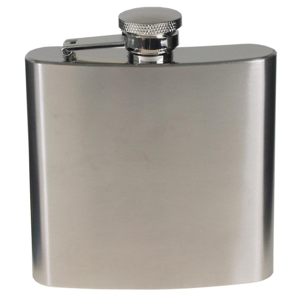 Heupfles – RVS – Mat Chroom – 6 oz (170 ml), Ophalen of Verzenden, Landmacht, Nederland, Overige typen