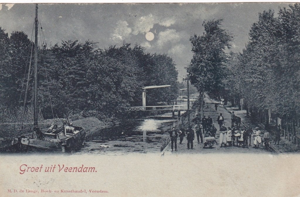 Oude ansichtkaart 'Groet uit Veendam' (Groningen), Verzamelen, Ophalen of Verzenden, Voor 1920, Gelopen, Groningen