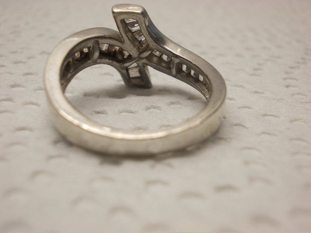 zilveren vintage ring met steentjes maat krap 17 nr.082, Verzenden, Dame, Zilver, Zilver