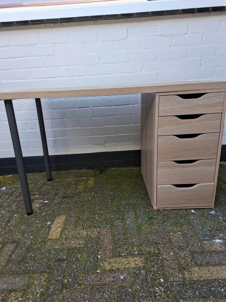 Bureau met ladeblok - Licht houtkleur, Auto diversen, Ophalen, Gebruikt