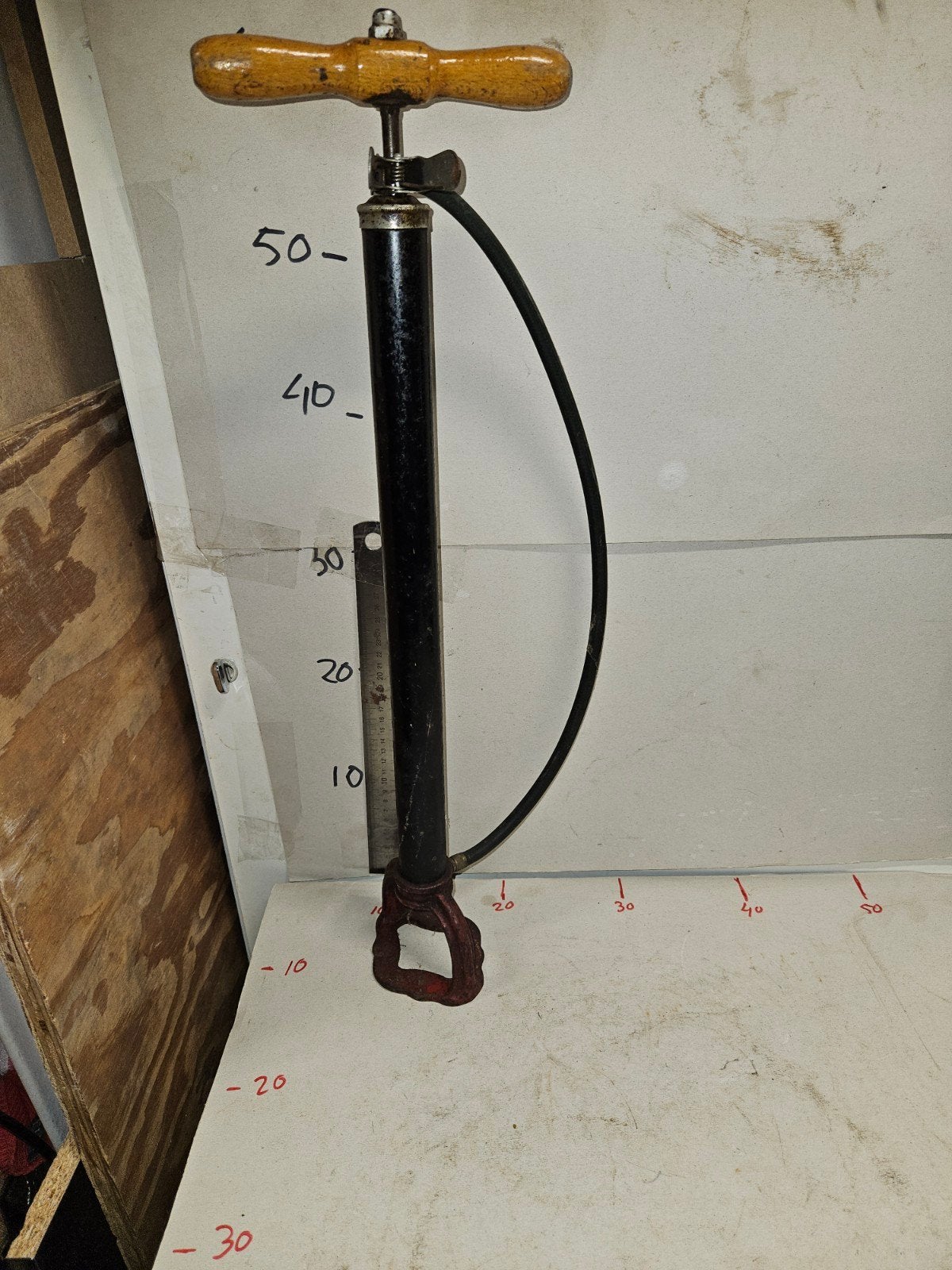 Vintage Fietspomp met Houten Handvat, Ophalen of Verzenden, Gebruikt