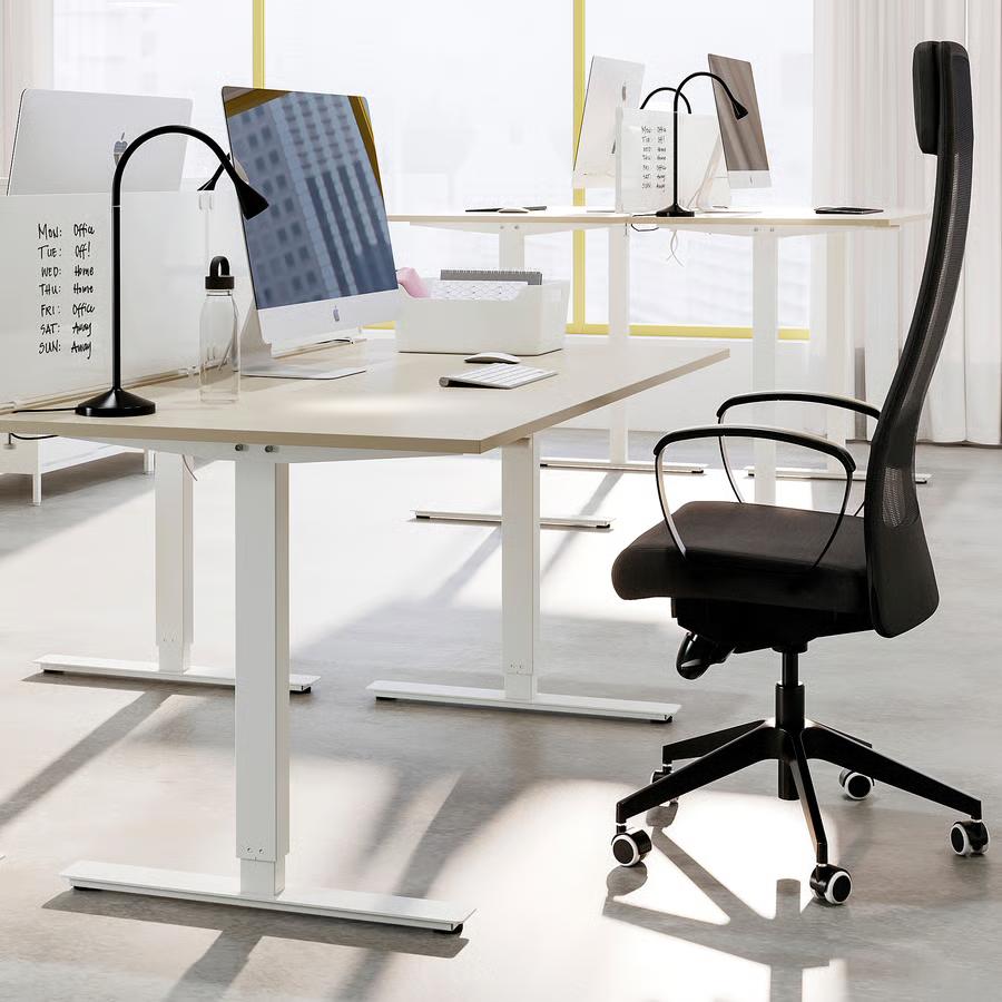 Zit-sta bureau, 160x80 cm, wit/beige, als nieuw, Huis en Inrichting, Ophalen, Zit-sta bureau, 160 cm, Spaanplaat of MDF