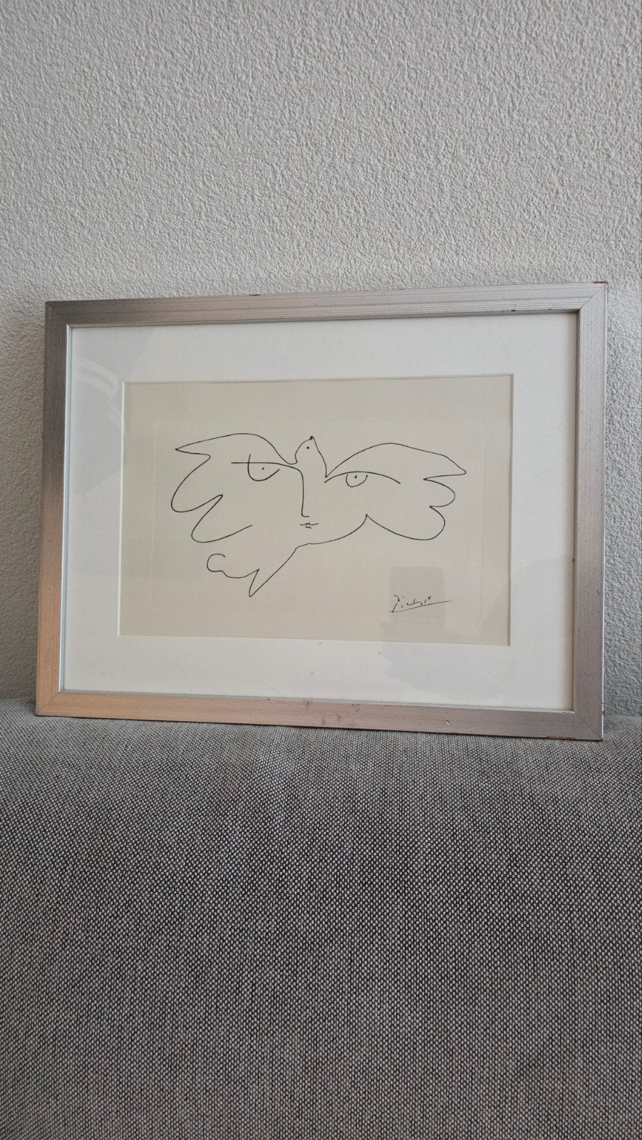 Picasso Zeefdruk Print in Zilveren Lijst met Passepartout, Ophalen of Verzenden
