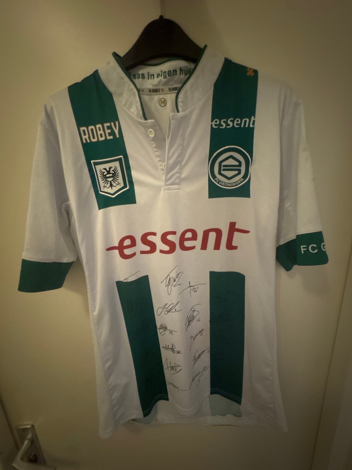 FC Groningen shirt 2016-2017 met handtekeningen, Ophalen of Verzenden, Zo goed als nieuw, Overige binnenlandse clubs, Shirt