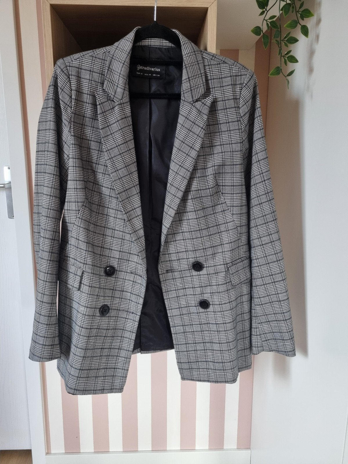 Stradivarius Colbert double breasted Maat M - Geruit, Maat 38/40 (M), Ophalen of Verzenden, Jasje, Grijs