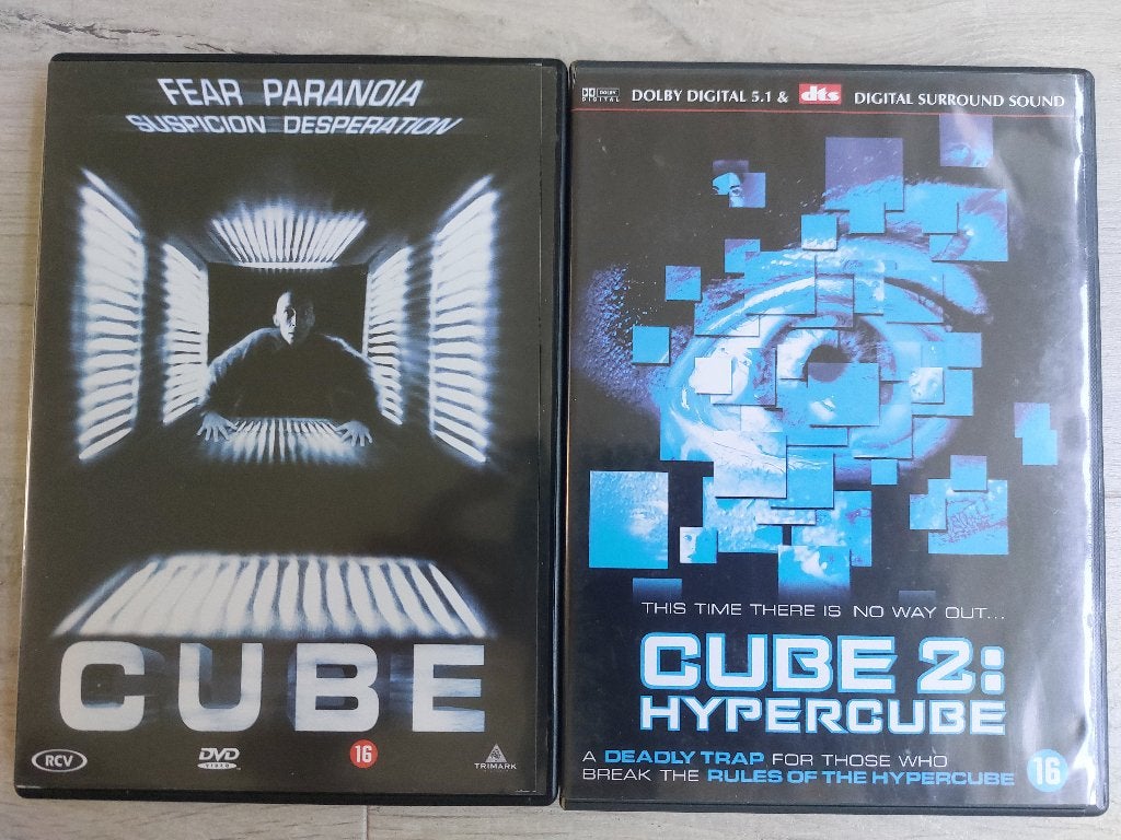 DVD Cube (1997) en Cube 2: Hypercube (2002), Cd's en Dvd's, Dvd's | Science Fiction en Fantasy, Zo goed als nieuw, Alle leeftijden