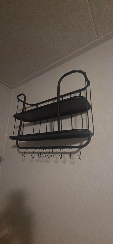 Zwart metalen bakkersrek met haken - 60x42x20 cm, Ophalen, Zo goed als nieuw