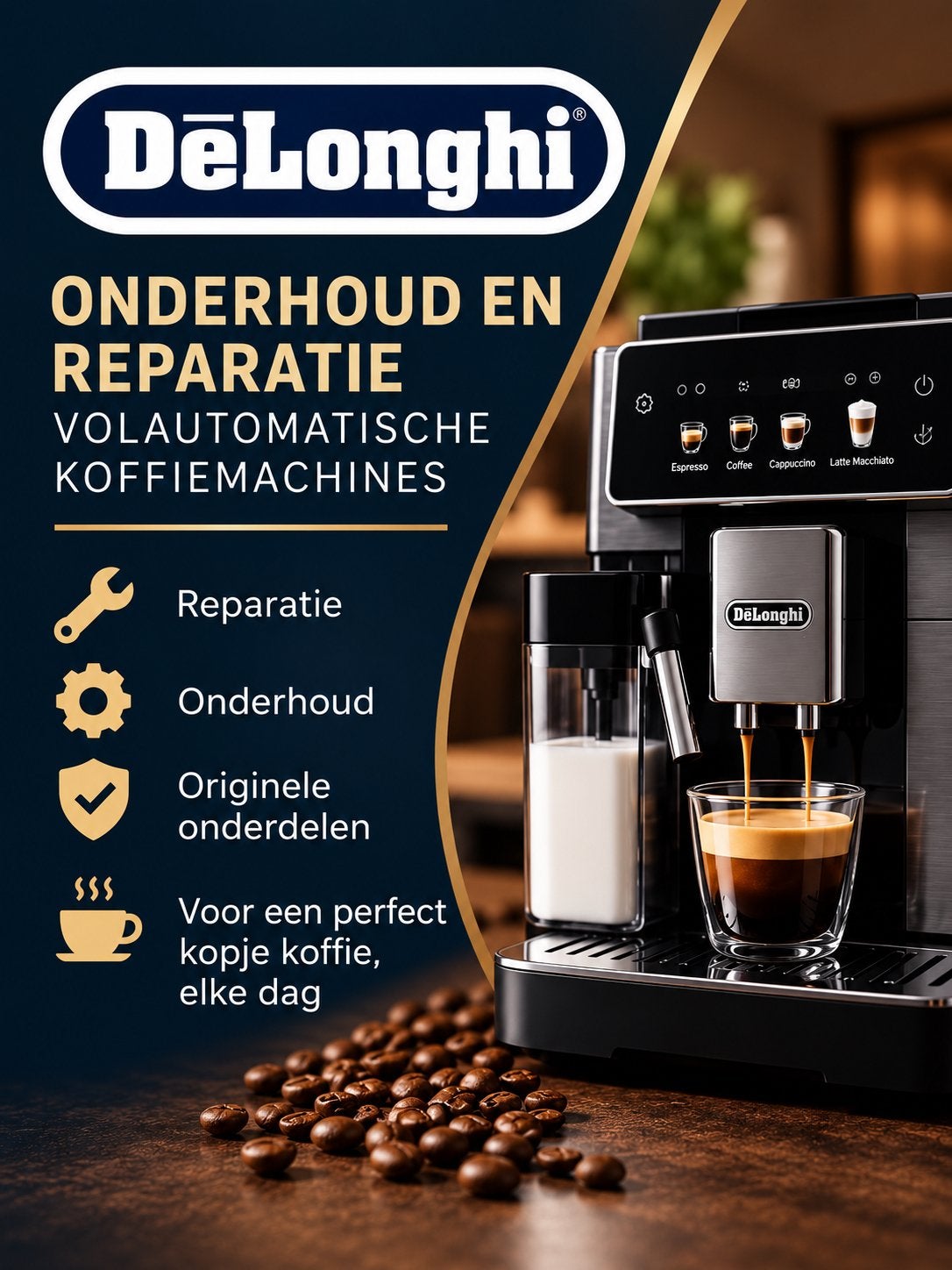 Delonghi onderhoud en reparatie bonenmachines, Witgoed en Apparatuur, Ophalen of Verzenden, Zo goed als nieuw