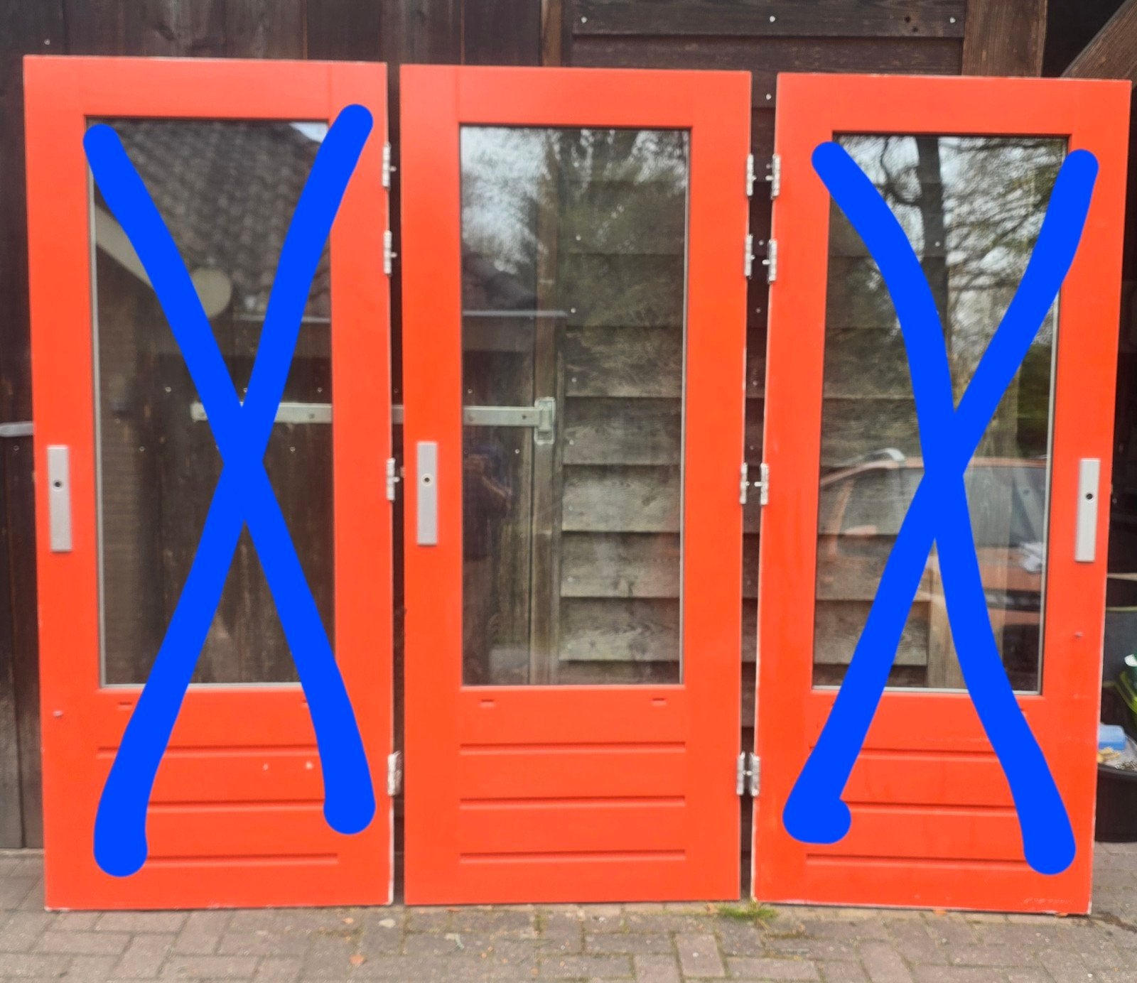 Nog 1x Hardhouten Buitendeur met dubbel glas en SKG2 keur, Ophalen, Gebruikt, 80 tot 100 cm, Buitendeur