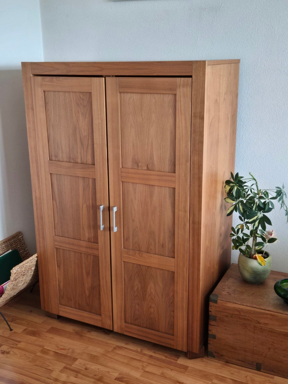 Houten kast met uitschuifbaar bureau - Teakhout, Ophalen, Gebruikt, 70 tot 120 cm, Modern, Functioneel