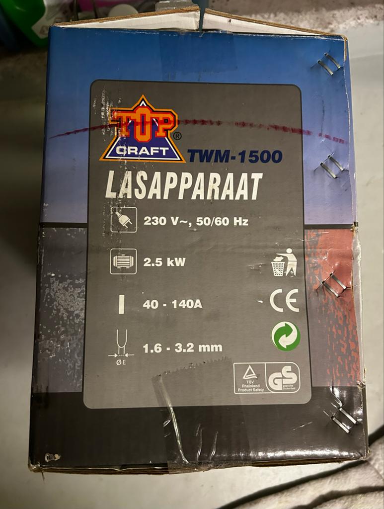 Top Craft TWM-1500 Lasapparaat - 140A, 2.5 kW, Doe-het-zelf en Verbouw, Gereedschap | Lasapparaten, Nieuw, Elektroden, Minder dan 150 ampère