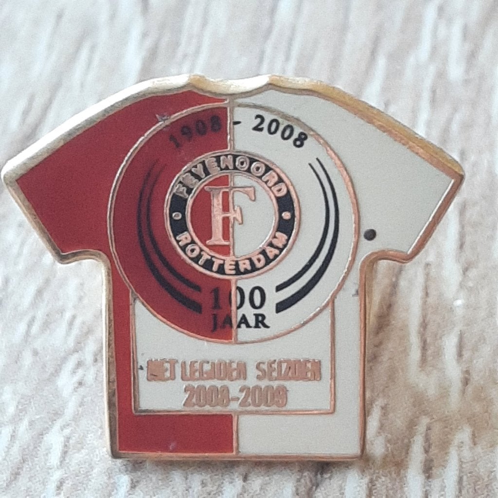 Feyenoord 100 jaar speldje/Pin 1908-2008 afbeelding in shirt, Verzenden, Zo goed als nieuw, Feyenoord, Overige typen