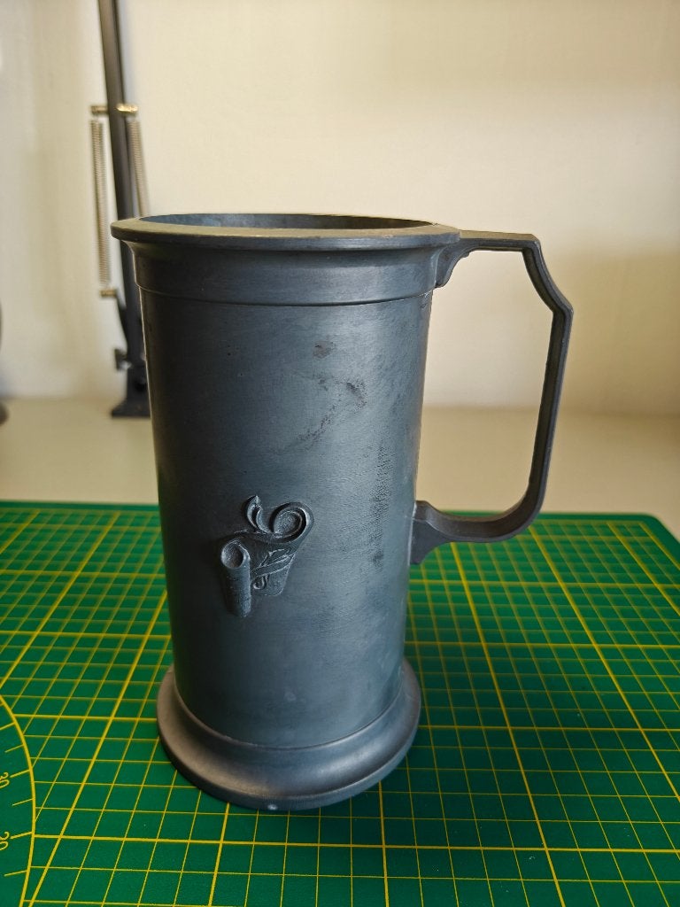 Tinnen maatbeker 1 liter Peltrato 95% tin Italië, Antiek en Kunst, Antiek | Tin, Ophalen of Verzenden