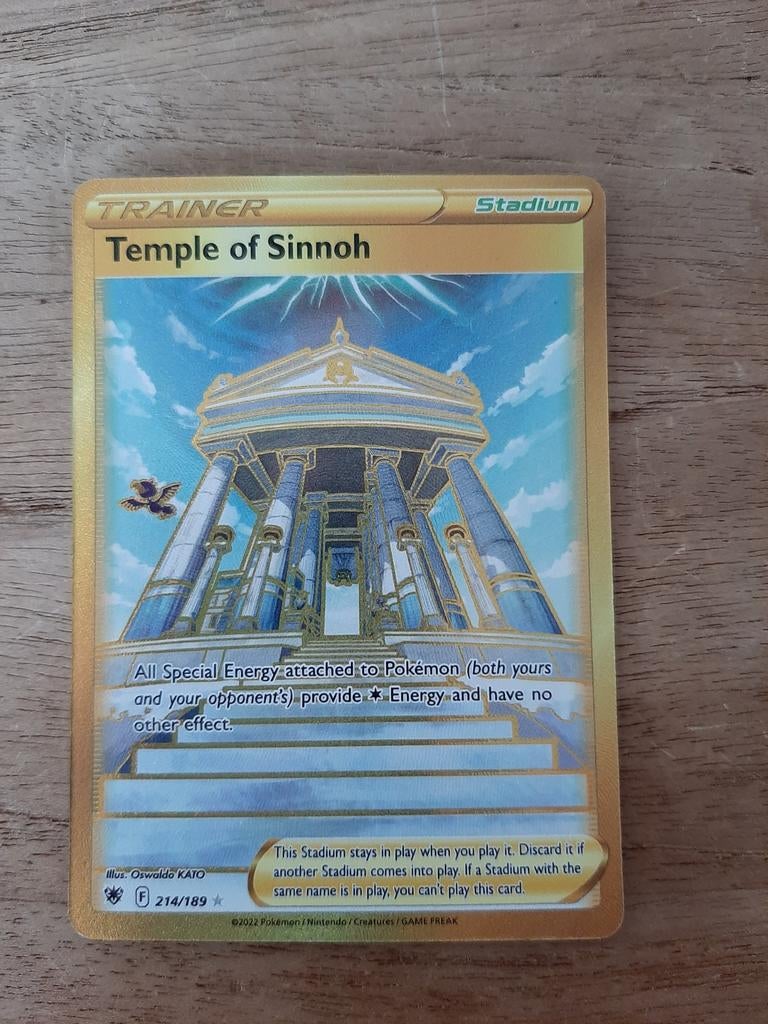 Pokemon Kaart Trainer Temple of Sinnoh 214/189 Gold Foil, Ophalen, Zo goed als nieuw, Losse kaart, Foil