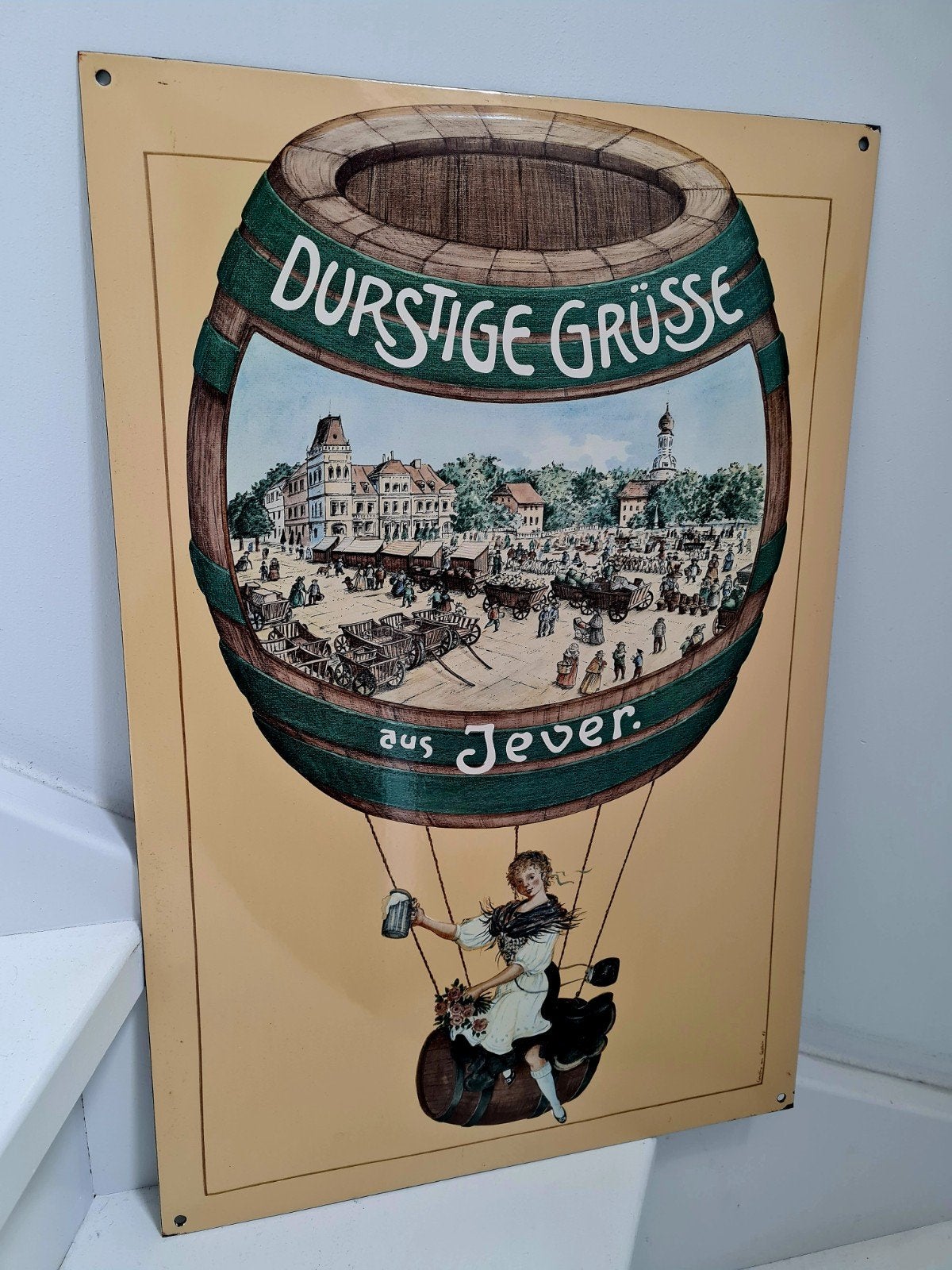 Emaille bord Aus Jever, Ophalen of Verzenden, Reclamebord, Plaat of Schild, Overige merken