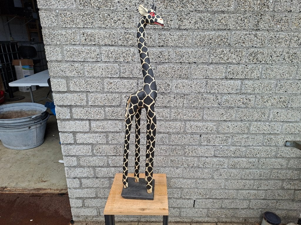 grote hoge houten beeld giraf mooi handwerk, Antiek en Kunst, Kunst | Beelden en Houtsnijwerken, Ophalen of Verzenden, Handgemaakt
