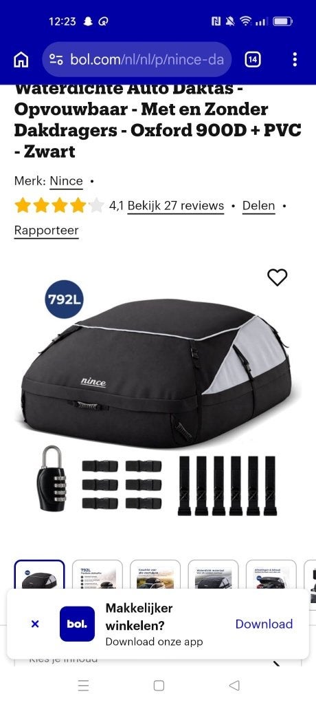 Opvouwbare dakkoffer, Ophalen of Verzenden, Gebruikt