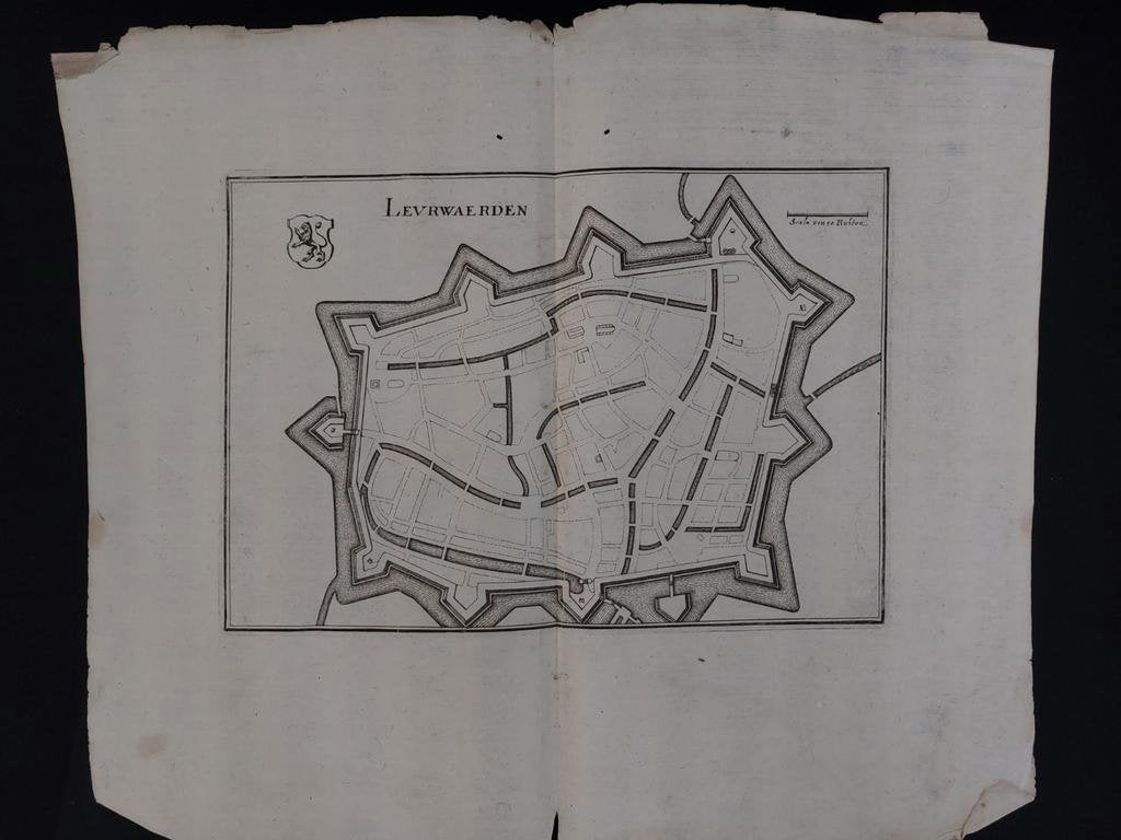 16 / plattegrond Leeuwarden Gravure uit 1659 van C. Merian, Ophalen of Verzenden