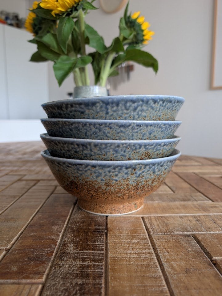 4 x Sunaji Ramen Bowls | Kommen, Ophalen, Keramiek, Zo goed als nieuw, Kom(men)