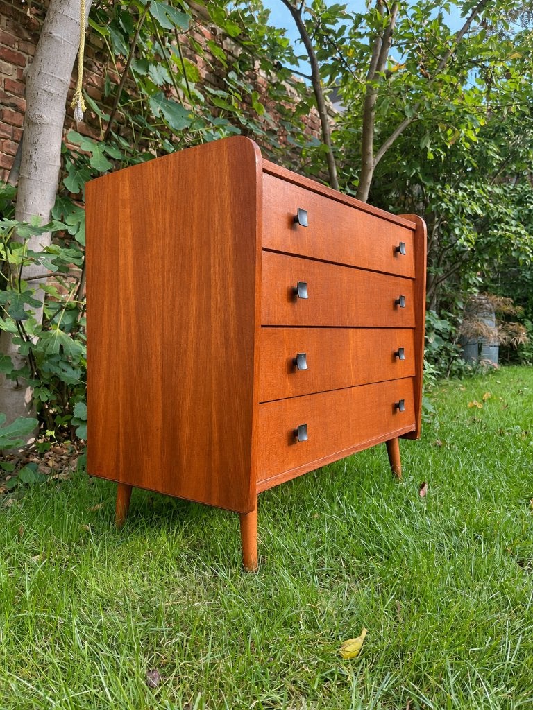 Vintage MDK teak ladekast – Scandinavian – jaren 60, Ophalen, Gebruikt, 50 tot 100 cm, 3 of 4 laden
