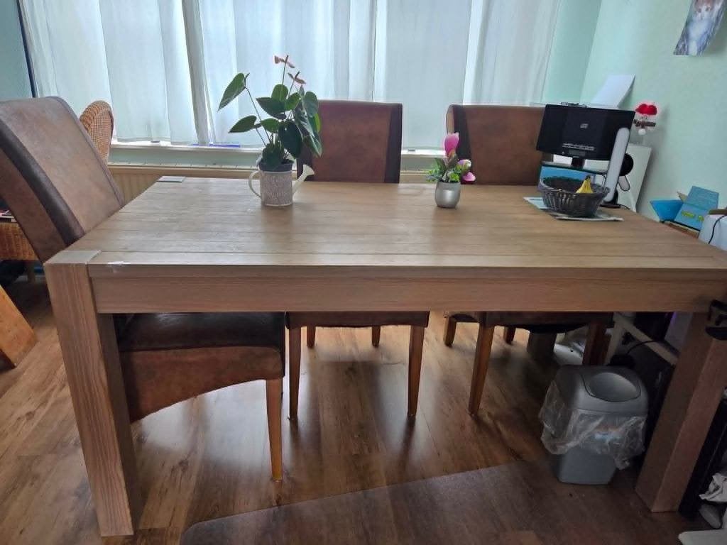 Eettafel met 4 stoelen, Ophalen, Hout, Gebruikt, Overige stijlen