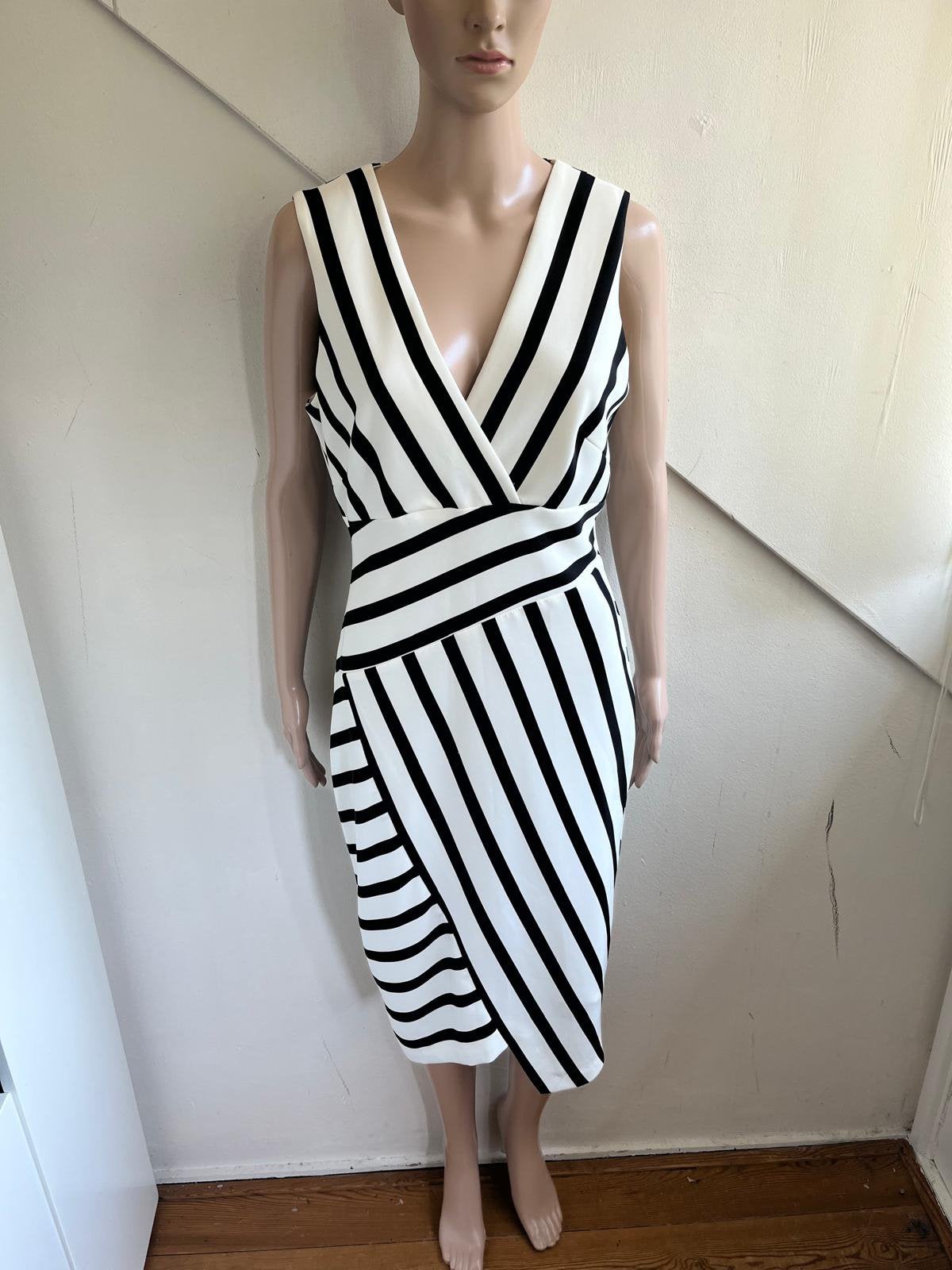 Sandro Ferrone jurk wit zwart gestreept maat 40, Kleding | Dames, Maat 38/40 (M), Wit, Sandro, Ophalen of Verzenden