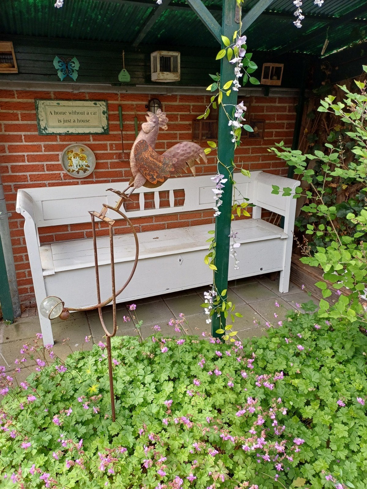 Antieke Zweedse Klepbank - Wit geschilderd, Antiek en Kunst, Ophalen