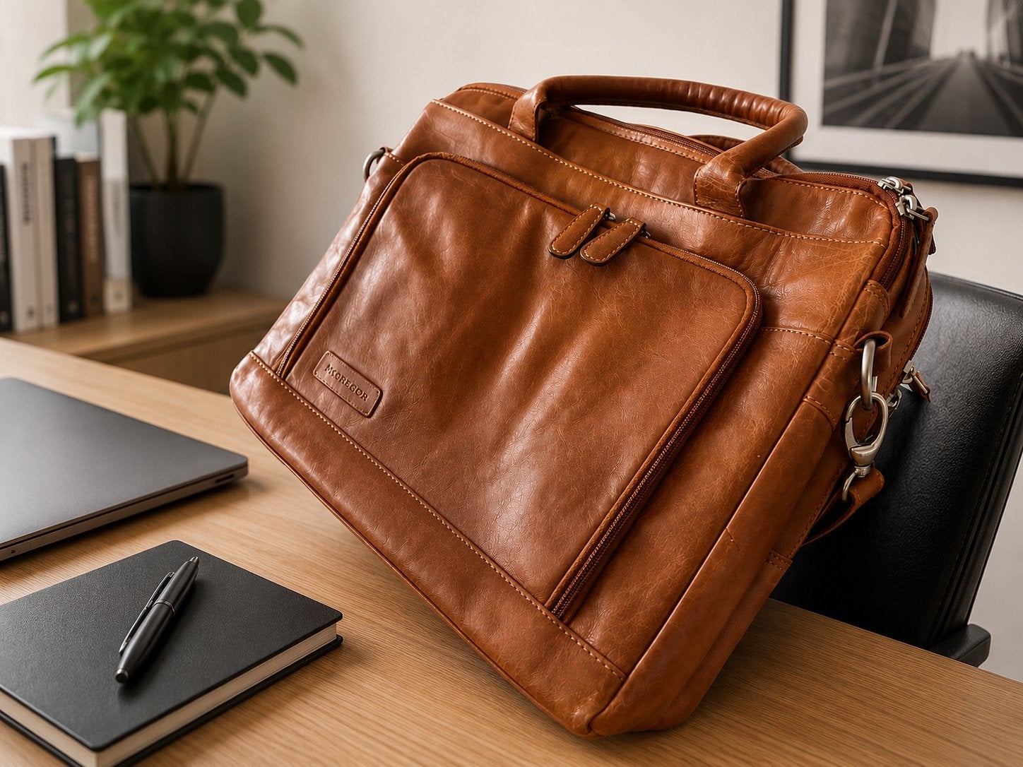 Leren laptoptas / aktetas van Plevier, Ophalen, Gebruikt, Bruin, Overige typen