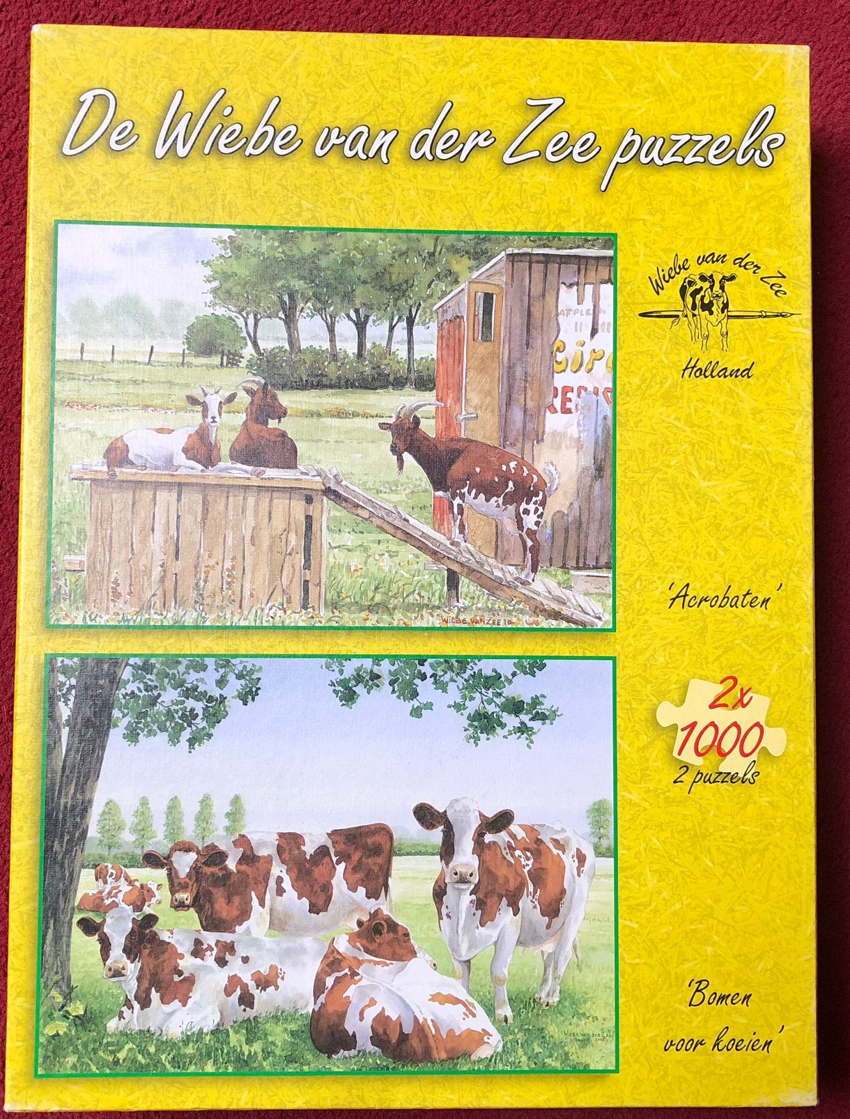 DubbelPuzzel Wiebe vd Zee - 2x1000 stukjes, Hobby en Vrije tijd, Denksport en Puzzels, Zo goed als nieuw, Ophalen