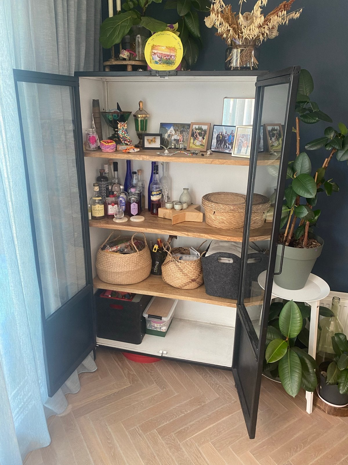 Loods 5 vitrinekast/boekenkast met glazen deuren, Huis en Inrichting, Kasten | Boekenkasten, Ophalen, Gebruikt, 50 tot 100 cm