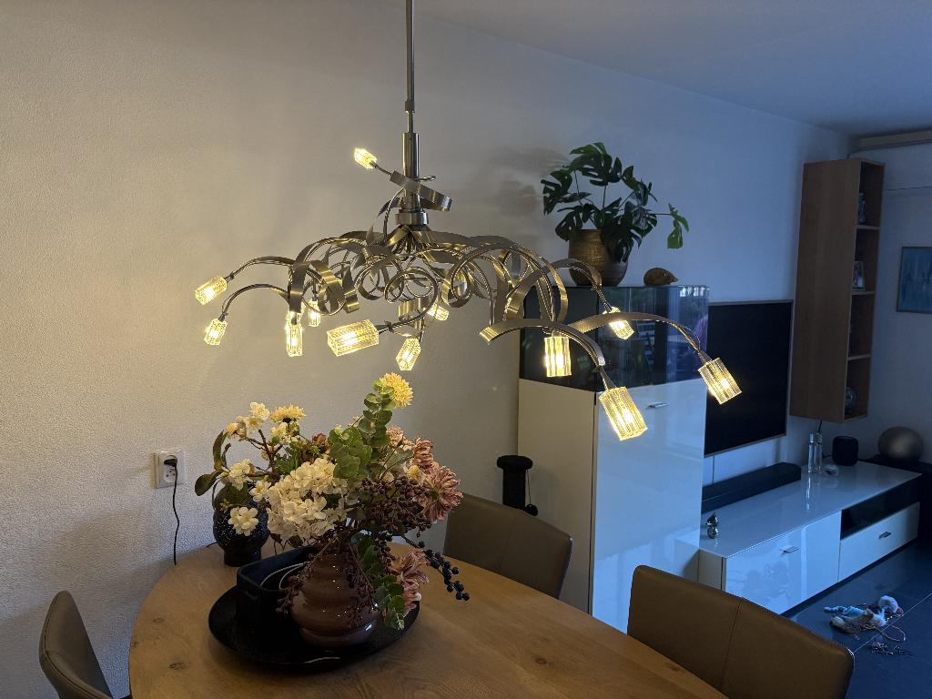Mooie sier hanglamp eettafel, Ophalen, Zo goed als nieuw, Glas, Romantisch