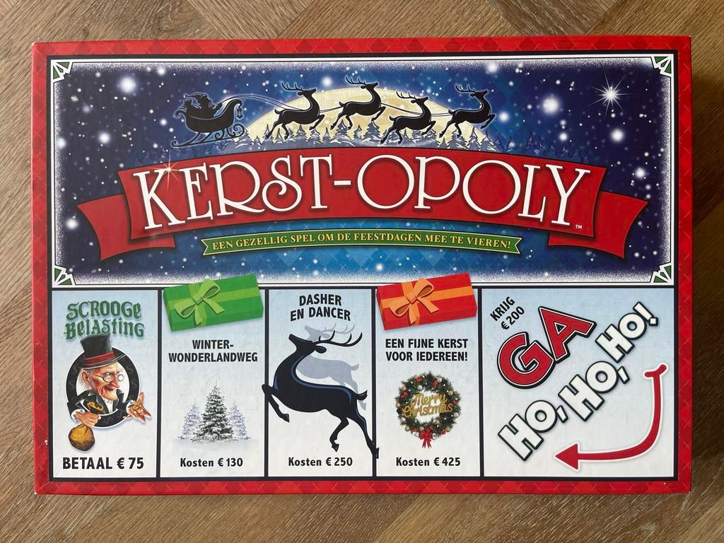 Kerst-opoly - Kerst variant op Monopoly, Hobby en Vrije tijd, Gezelschapsspellen | Bordspellen, Vijf spelers of meer, Ophalen of Verzenden
