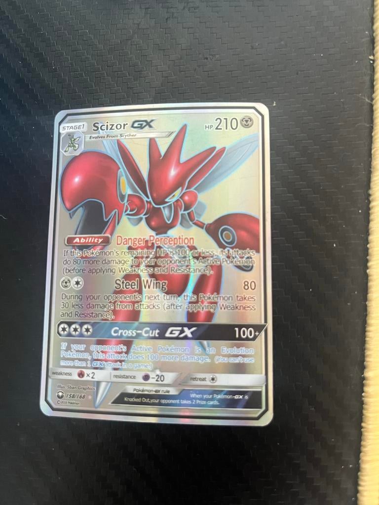 Pokémon Kaart Scizor GX 138/168 - Zo goed als nieuw, Ophalen of Verzenden, Zo goed als nieuw, Losse kaart
