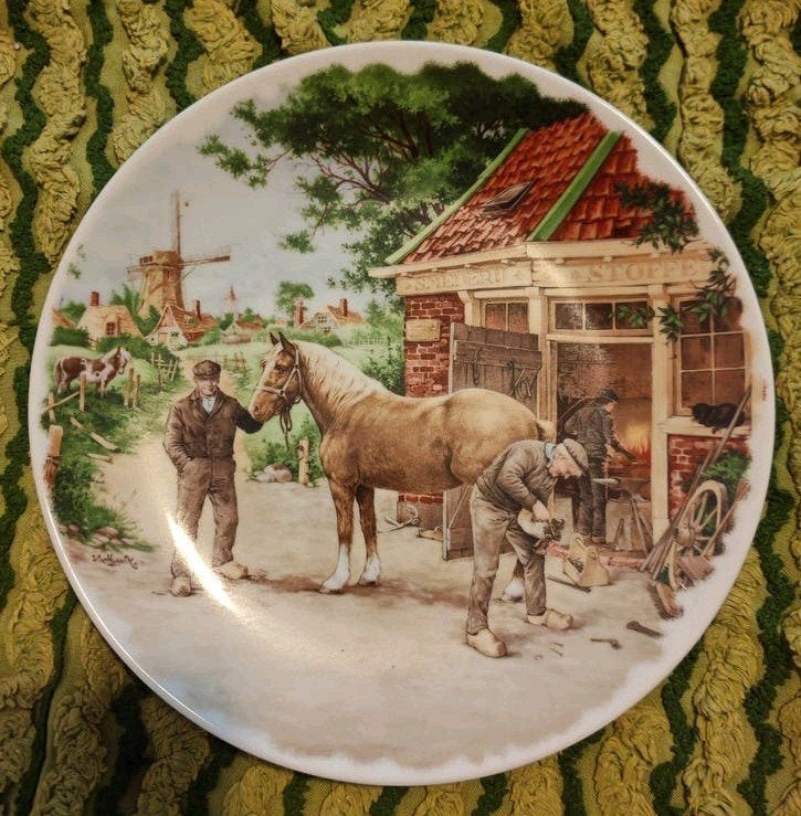 Vintage servies Royal Schwabap Holland bord handgeschilderd, Ophalen of Verzenden