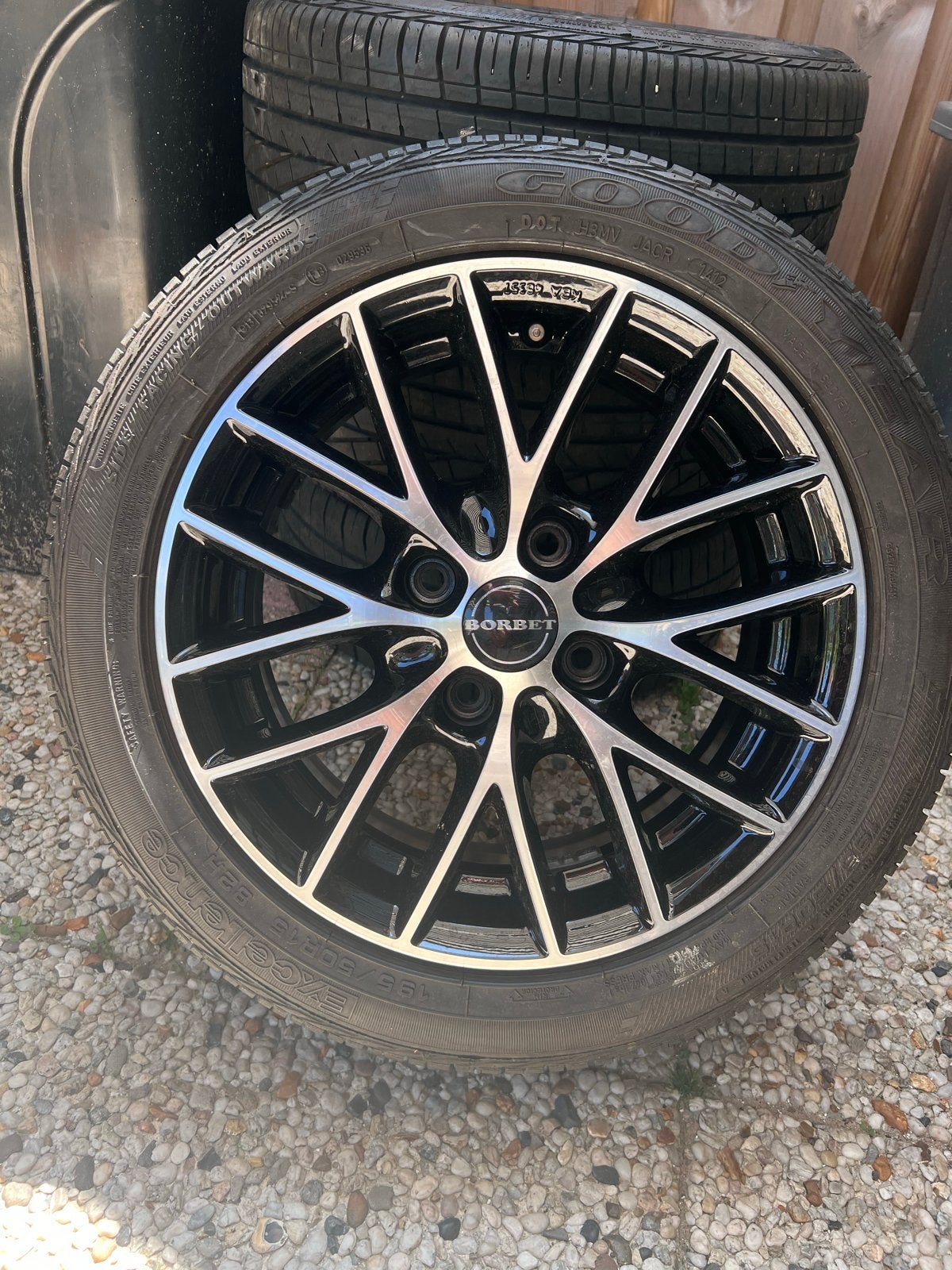 Borbet Velgen 15 inch (4x108) met Goodyear All Season banden, Ophalen, Gebruikt, 15 inch, Banden en Velgen