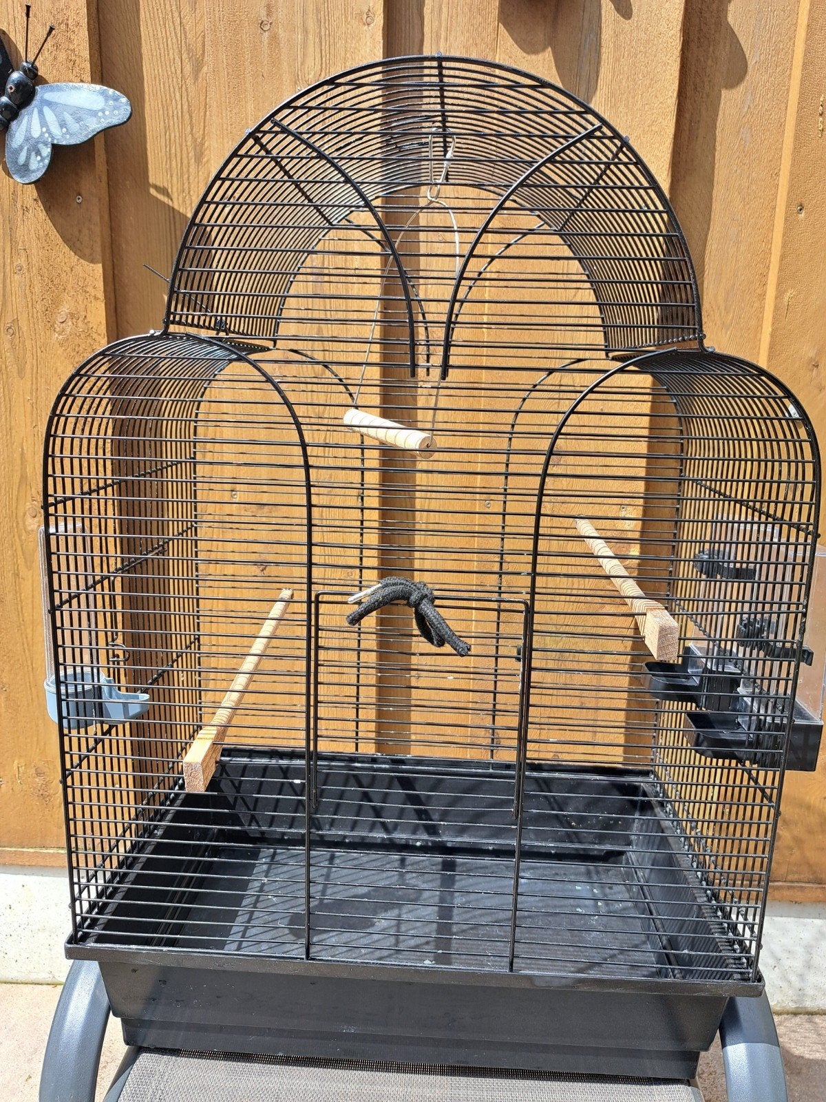 Vogelkooi zwart, Ophalen, Gebruikt, Metaal, Vogelkooi