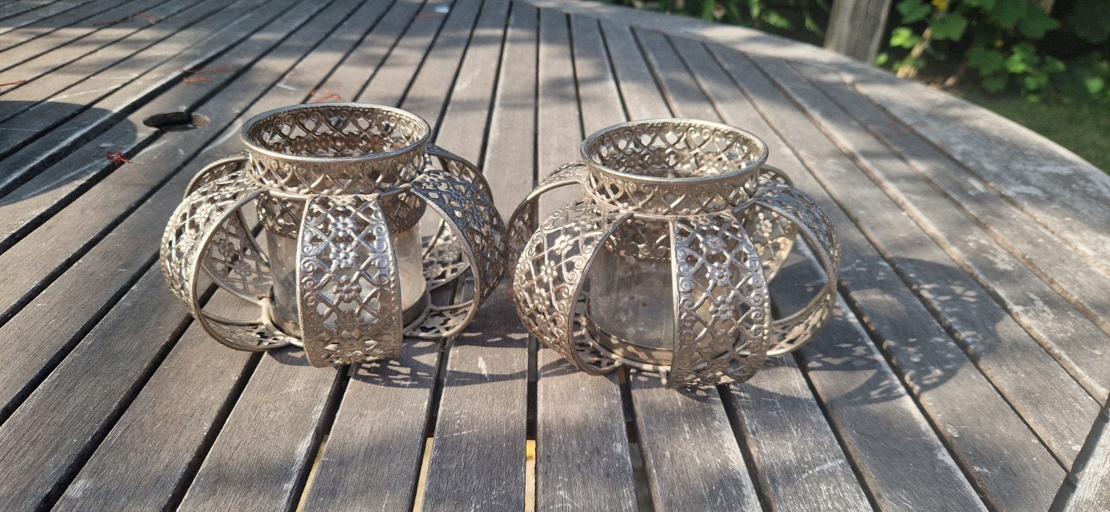 Marokkaanse / Oosterse theelichthouders vernikkeld (set van, 10 cm, Windlicht, Ophalen of Verzenden, Metaal