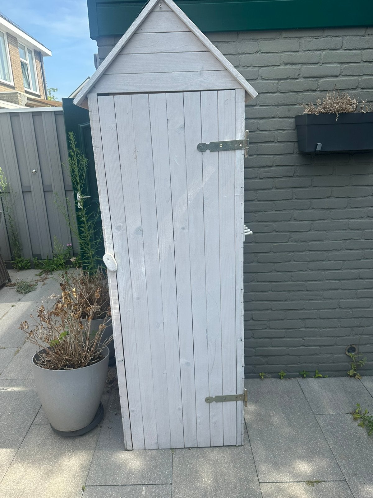 Mooie witte tuinkast, Tuin en Terras, Ophalen, Gebruikt, Hout, Overige typen