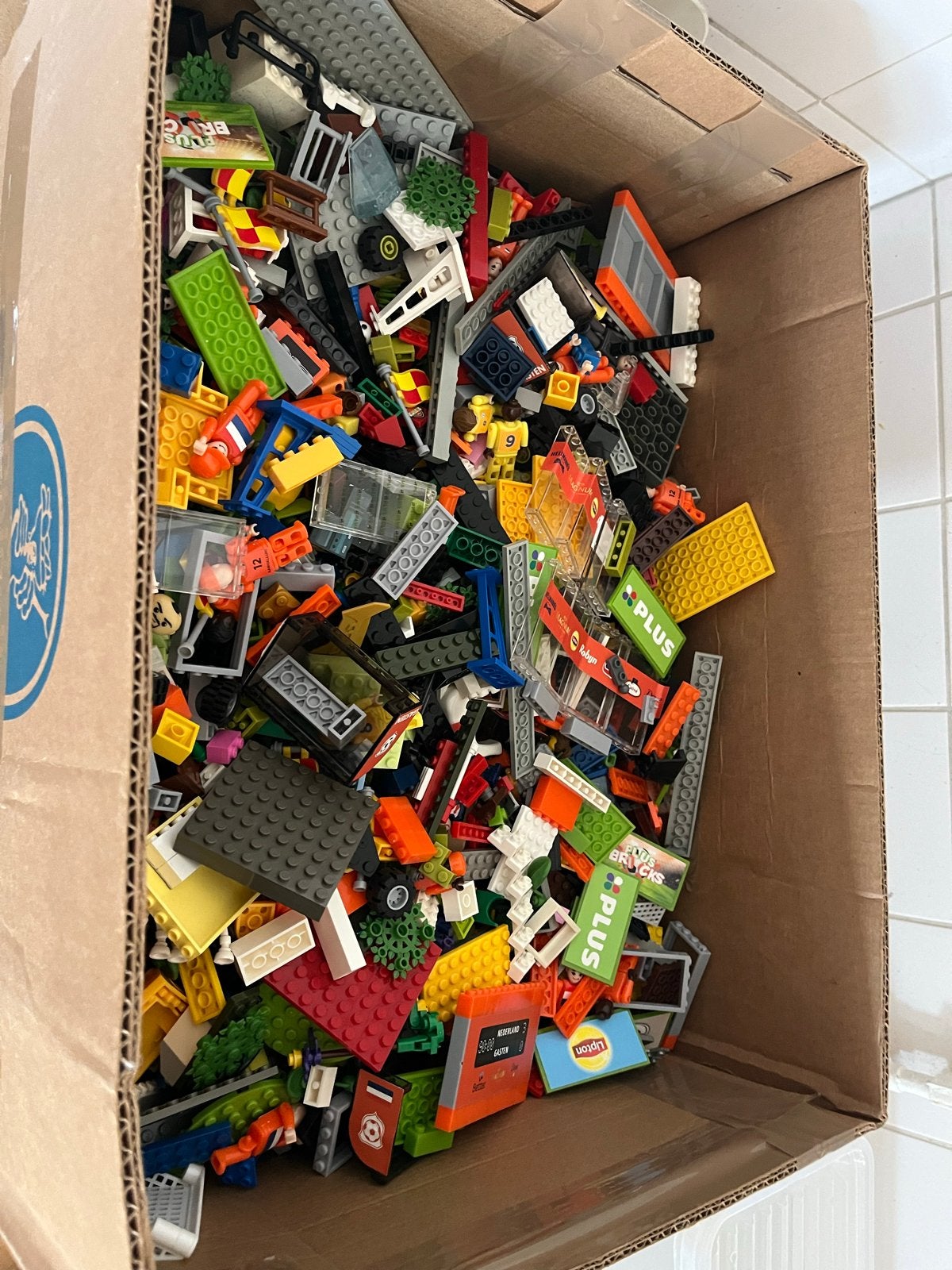 Grote doos vol diverse Lego stenen en grondplaten, Ophalen, Gebruikt, Lego, Losse stenen