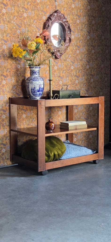 Vintage retro deens trolley serveerwagen theewagen sidetable, Antiek en Kunst, Ophalen