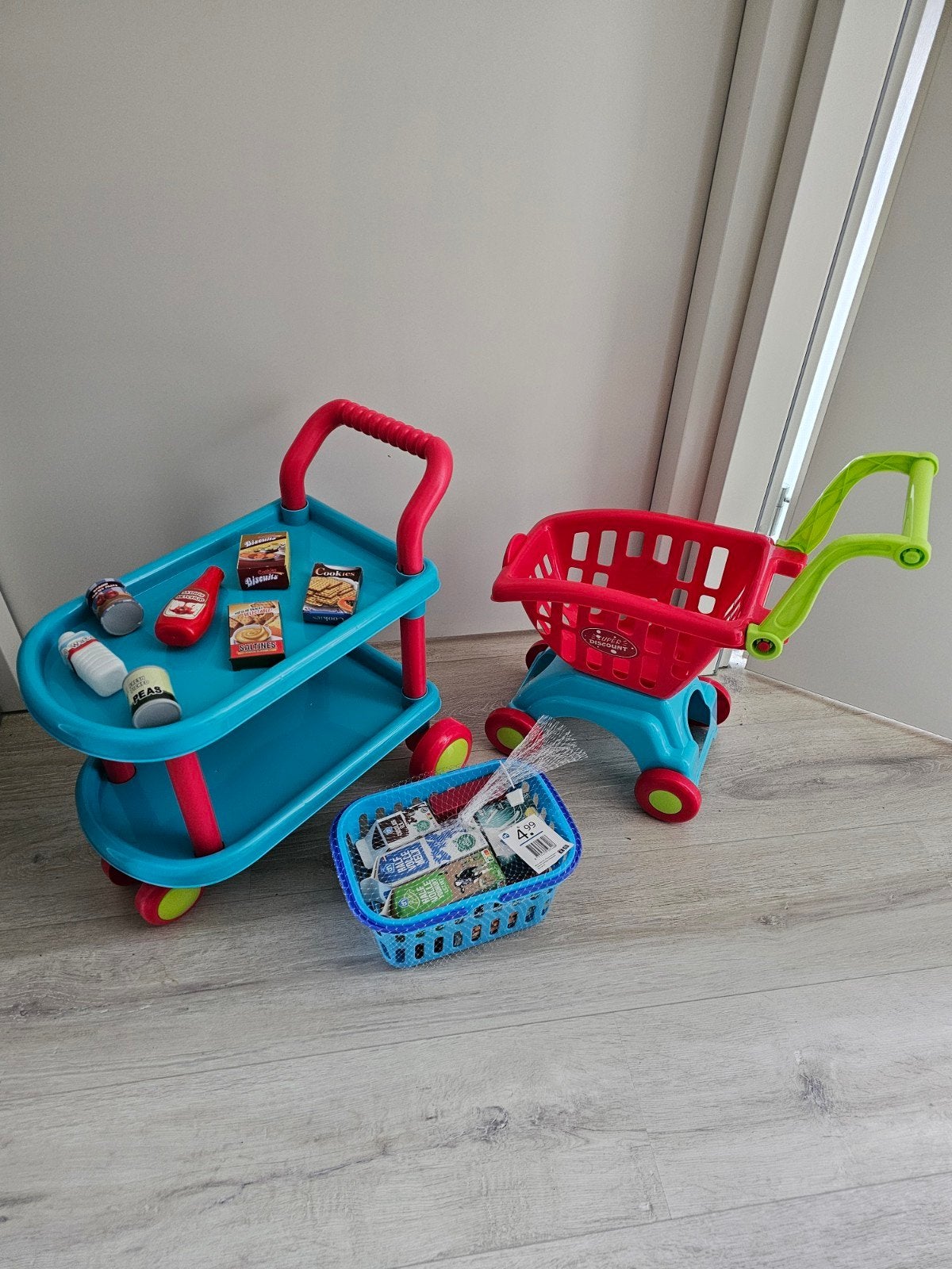 Winkelwagen + seveerkar + accessoires, Ophalen, Zo goed als nieuw, Speelkeuken-accessoire