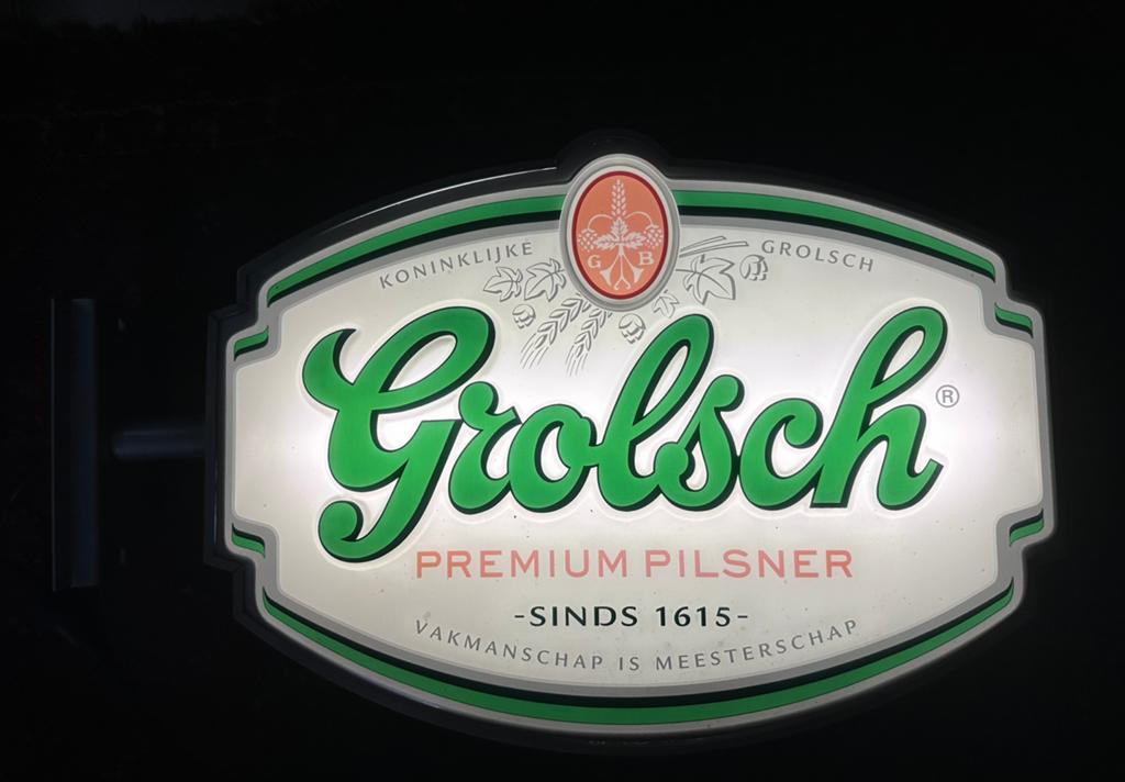 originele dubbelzijdige Grolsch reclame lichtbak, Ophalen, Gebruikt, Reclamebord, Plaat of Schild, Grolsch