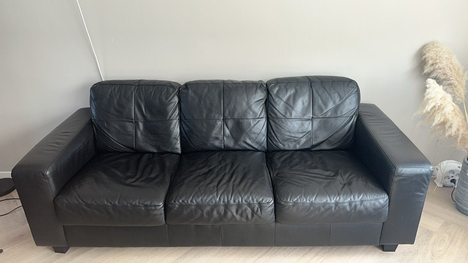 zwarte driezits bank, Ophalen, Gebruikt, Driepersoons, 75 tot 100 cm