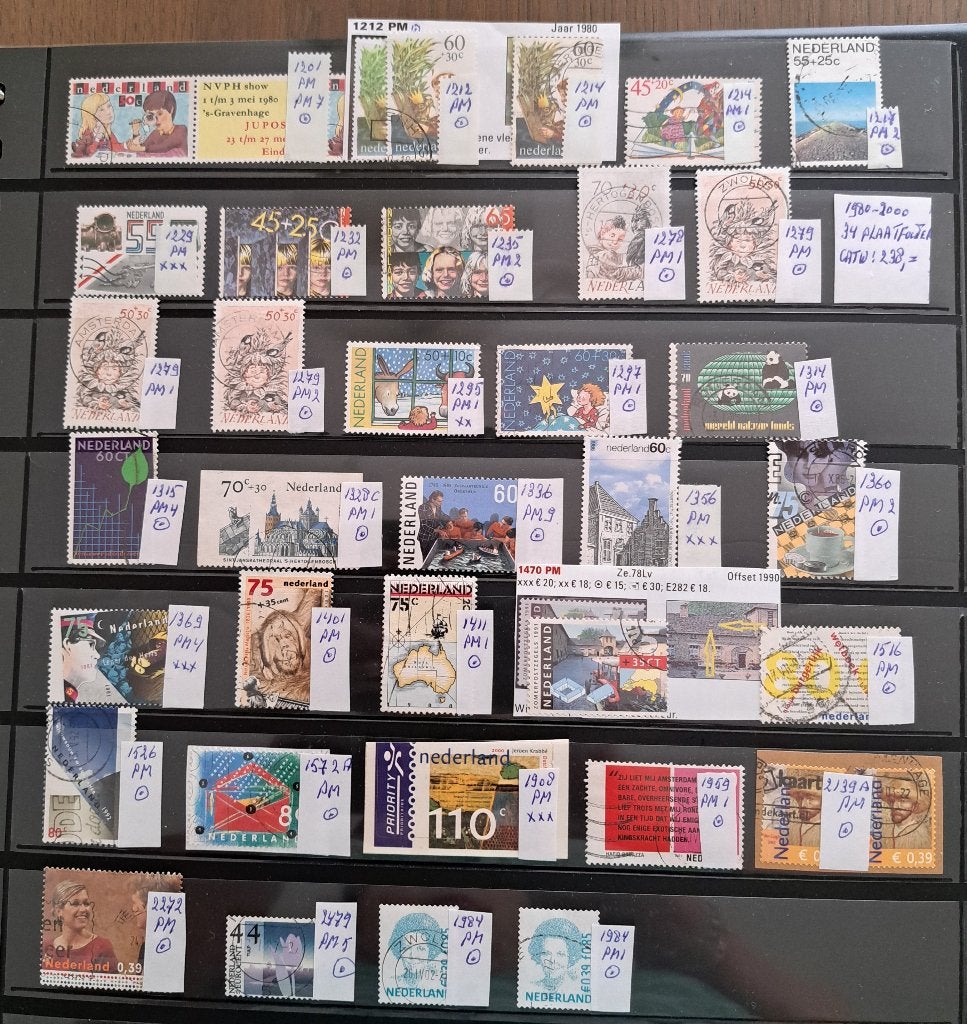 34 plaatfouten 1980/2000 gestempeld, Ophalen of Verzenden, Gestempeld