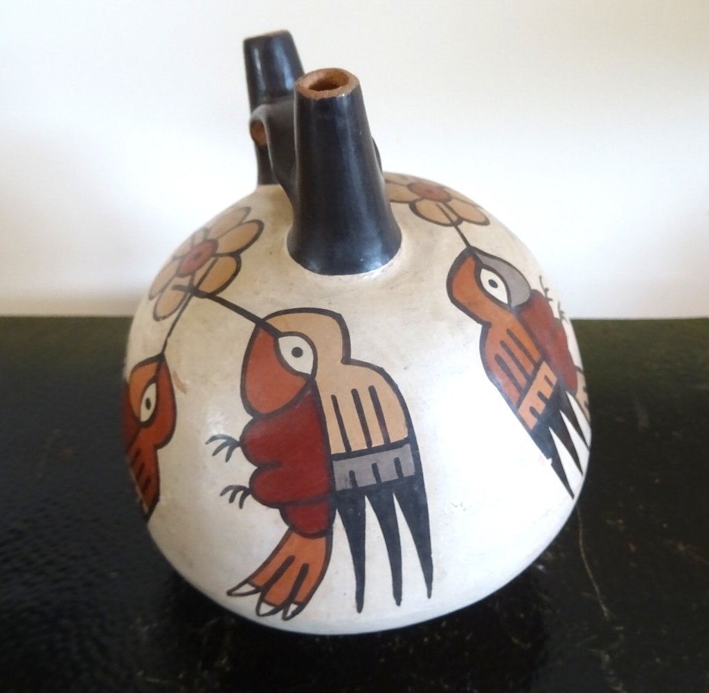 Peru: zeldzame handgemaakte kruik met kolibries Mid Century, Antiek en Kunst, Kunst | Niet-Westerse kunst, Steen/keramiek, Verzenden