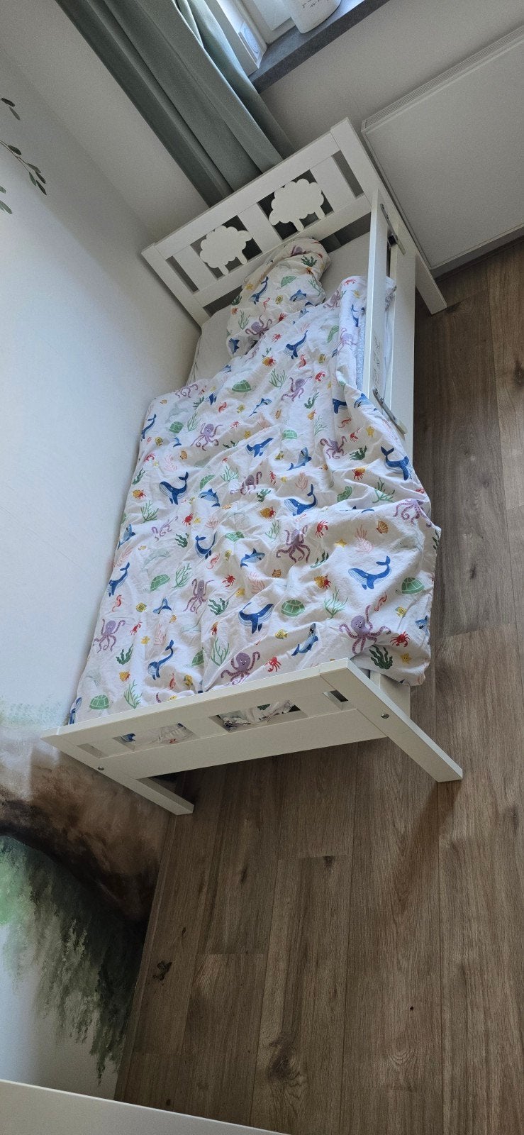 Wit IKEA KRITTER kinderbed met lattenbodem, Ophalen, Gebruikt, Wit, 190 cm of minder
